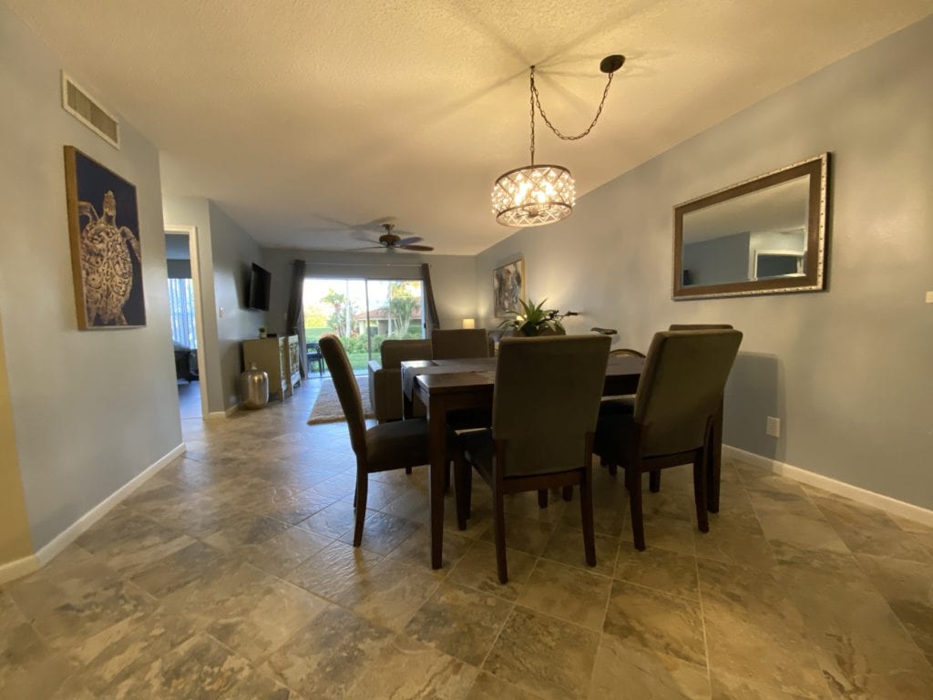 Open dining area at Bahia 155 vacation rental on Isla del Sol, St. Pete Beach