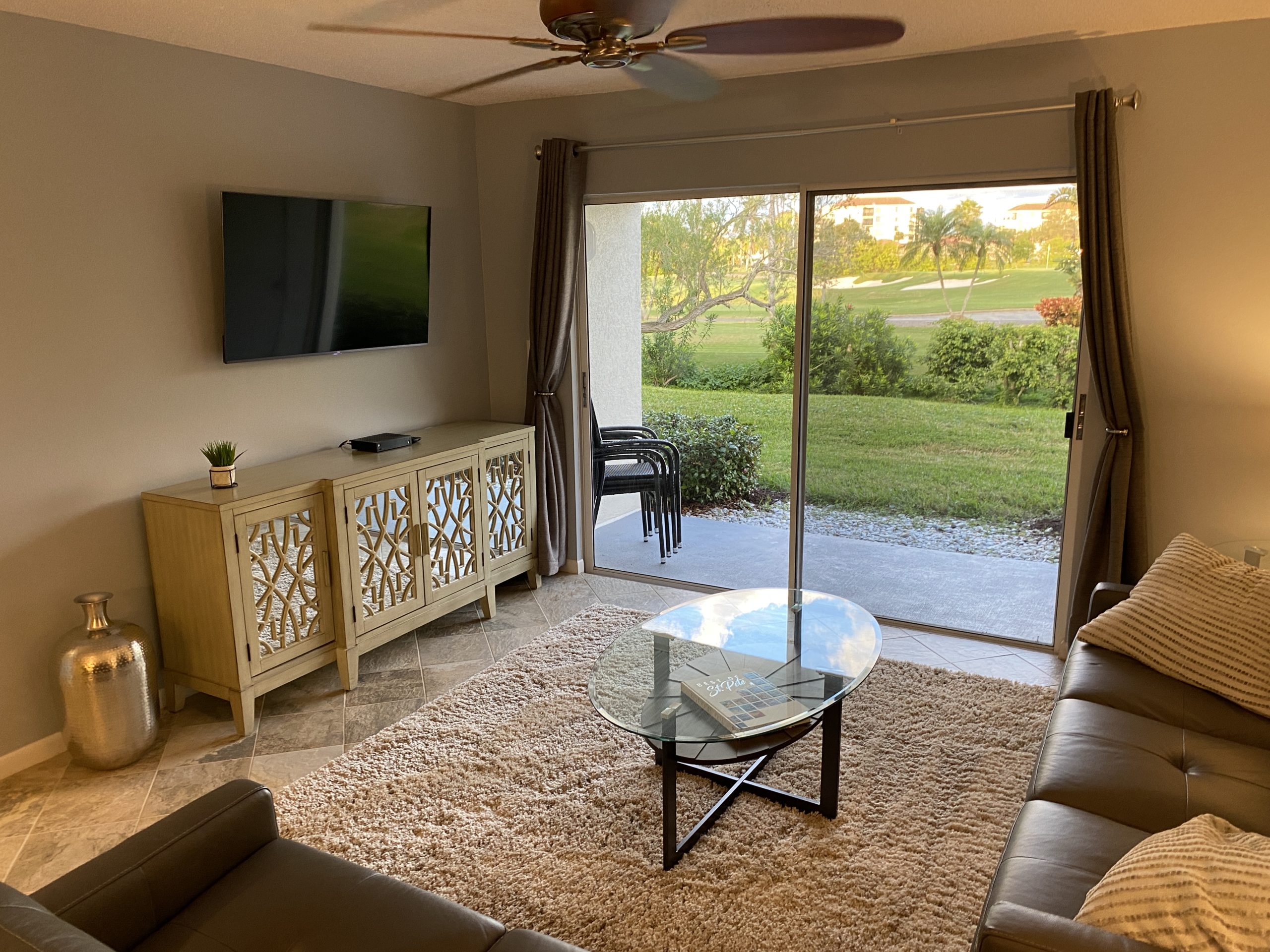 Golf course view from the living room of Bahia 155 at Vista Verde East
