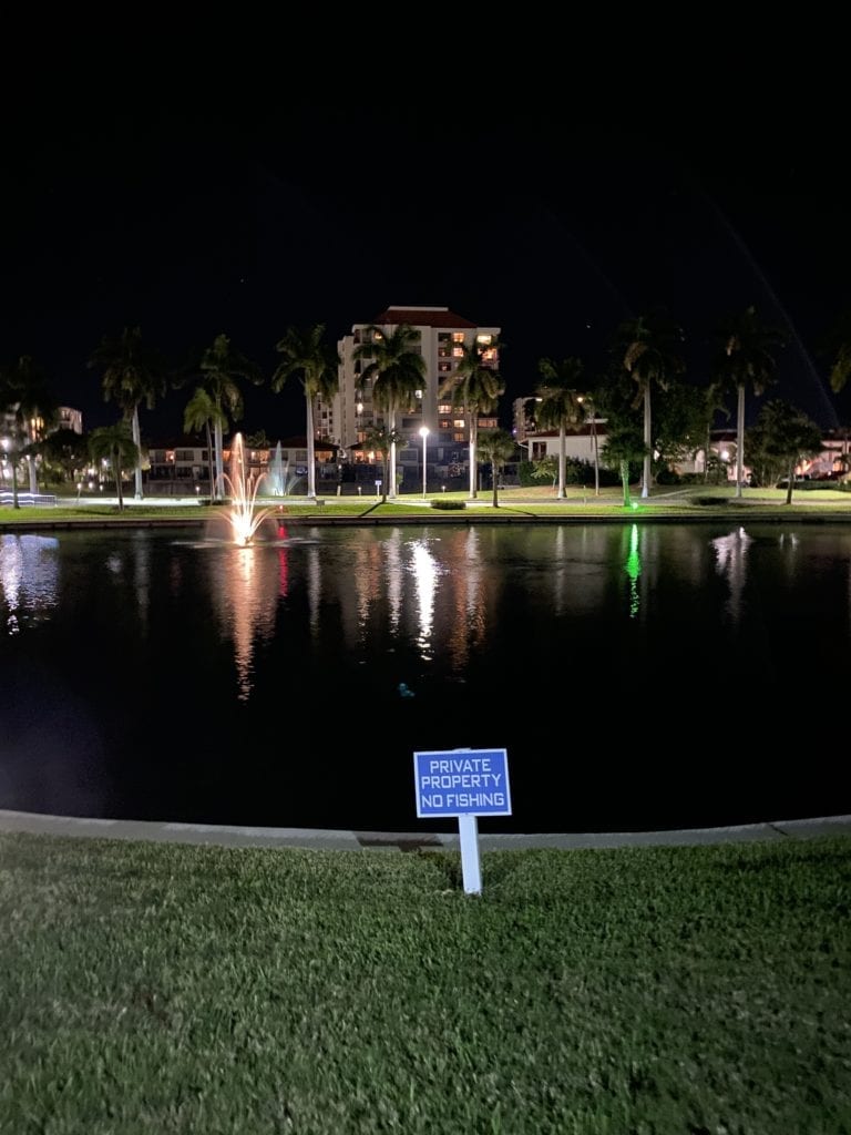 Entry pond at Vista Verde East community on Isla del Sol, St. Pete Beach