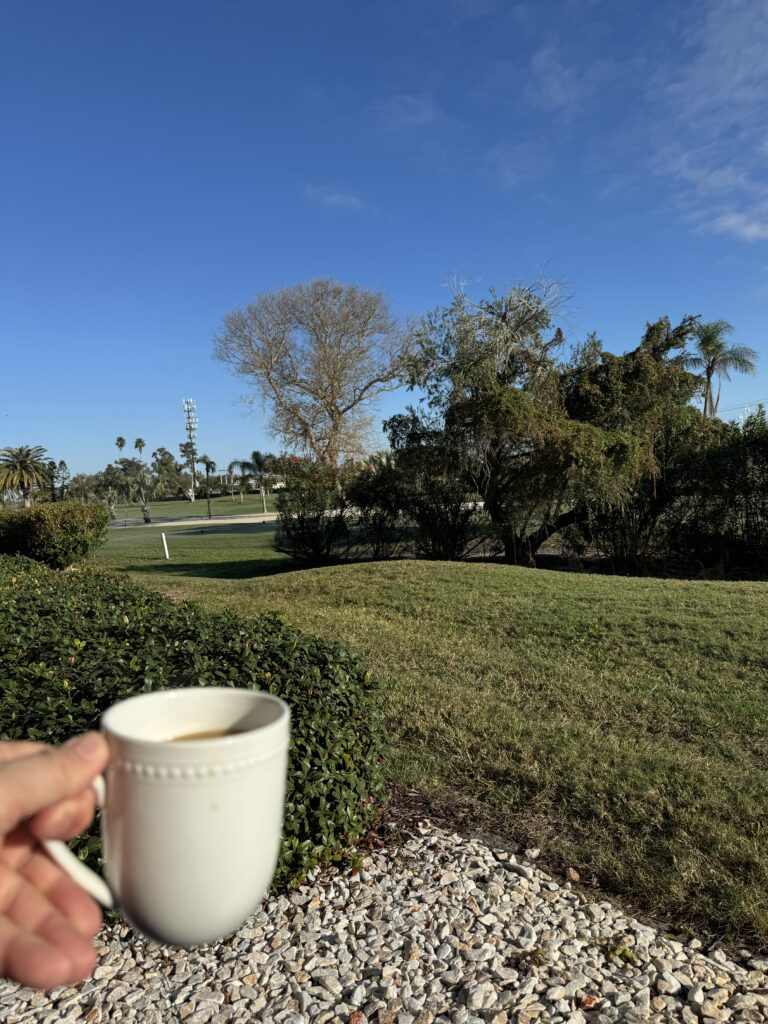 Morning coffee overlooking the water at St. Pete Beach near Bahia 155 vacation rental