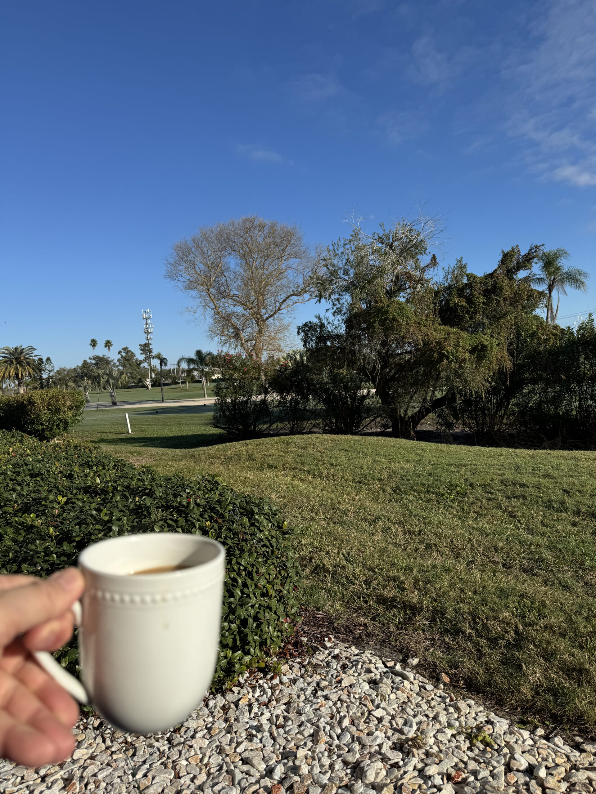 Morning coffee overlooking the water at St. Pete Beach near Bahia 155 vacation rental